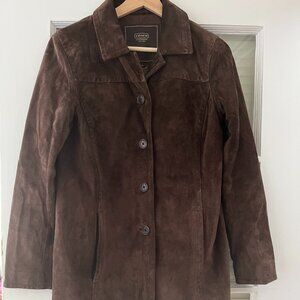 Coach chocolate suede coat